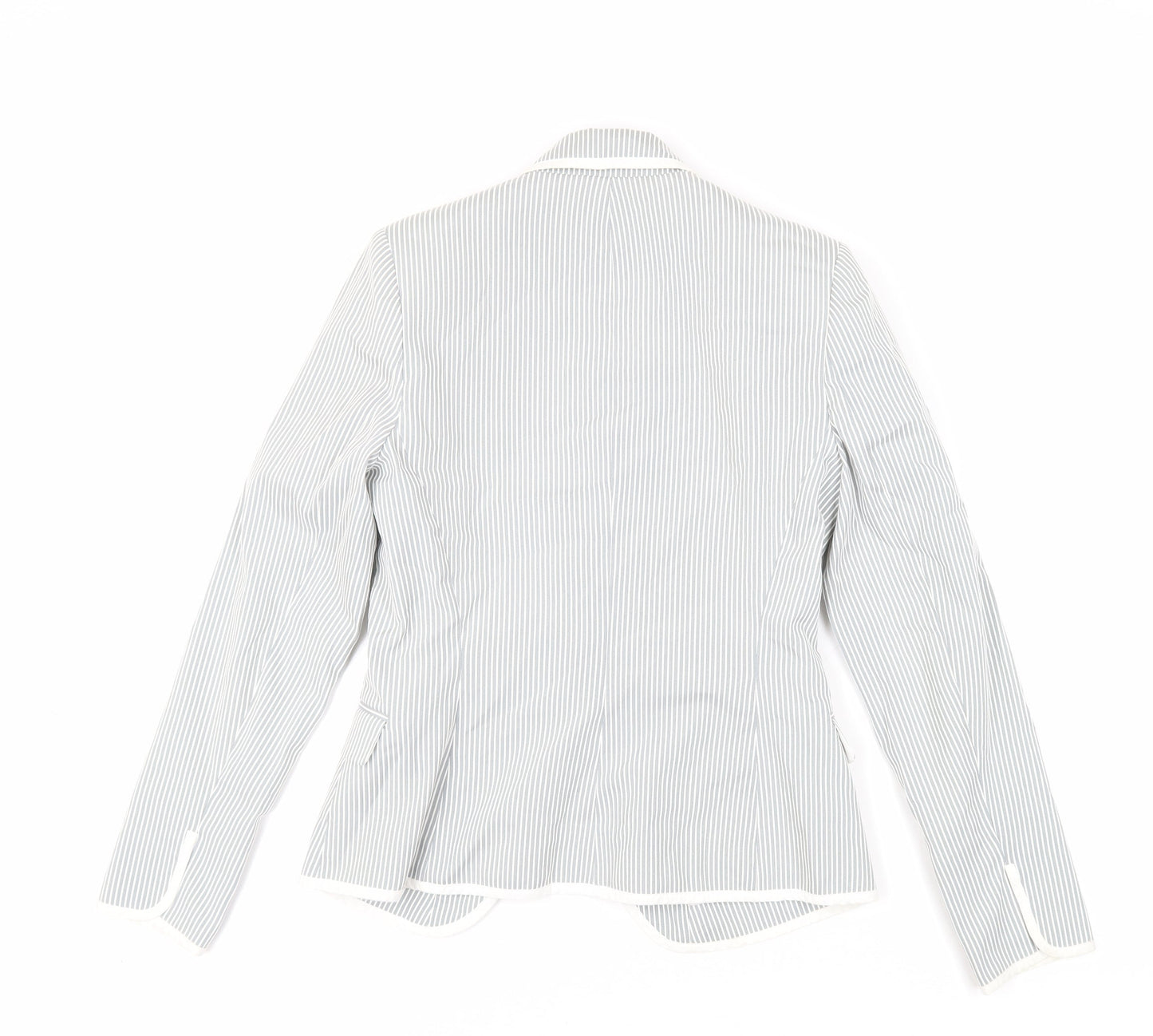 New Look Womens Grey Striped Jacket Blazer Size 10 Button