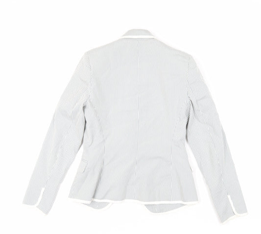 New Look Womens Grey Striped Jacket Blazer Size 10 Button