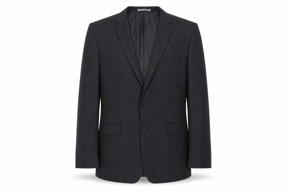 Burton Mens Black Striped Polyester Jacket Suit Jacket Size 46 Regular