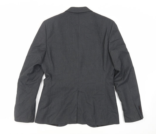 H&M Mens Grey Polyester Jacket Suit Jacket Size 38 Regular