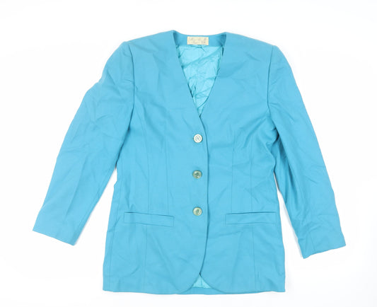 Helen Sykes Womens Blue Jacket Blazer Size 12 Button - Vintage