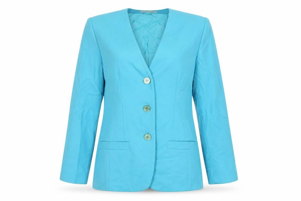 Helen Sykes Womens Blue Jacket Blazer Size 12 Button - Vintage