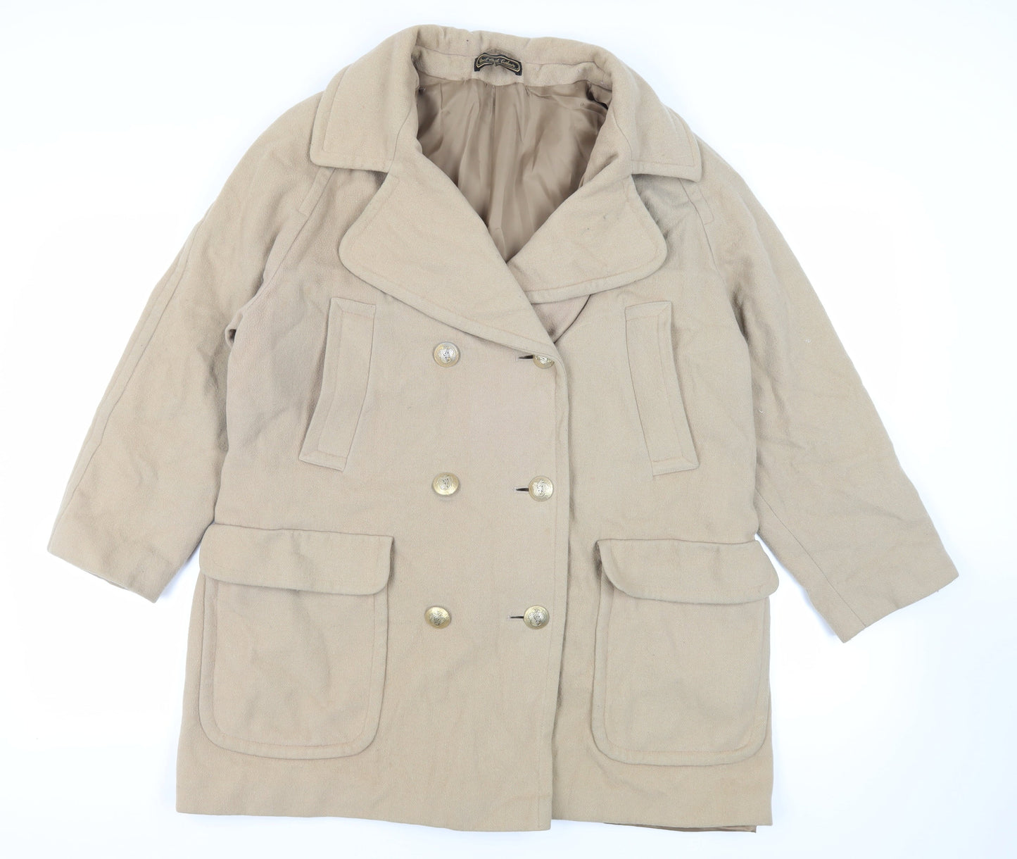 St Michael Womens Beige Pea Coat Coat Size 14 Button