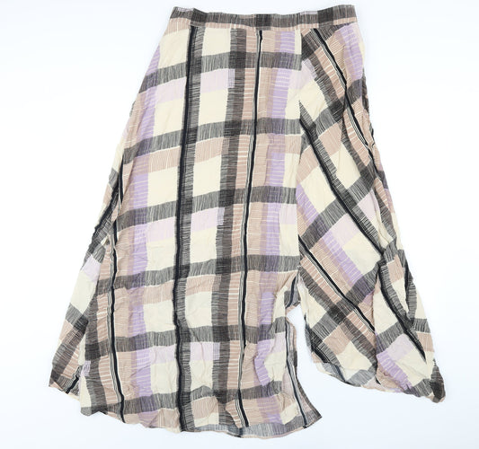 Marks and Spencer Womens Multicoloured Geometric Viscose A-Line Skirt Size 16 Zip