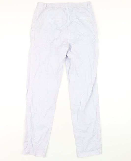 Marks and Spencer Womens Purple Cotton Trousers Size 6 L29 in Regular Zip