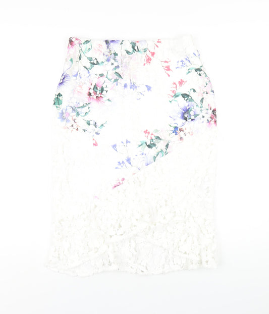 Lipsy Womens White Polyester Straight & Pencil Skirt Size 14