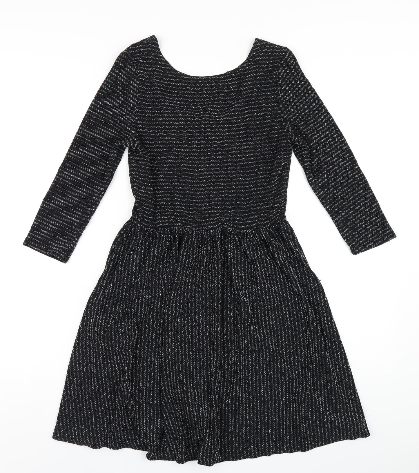Goldie Womens Black Polyester A-Line Size M Boat Neck Pullover