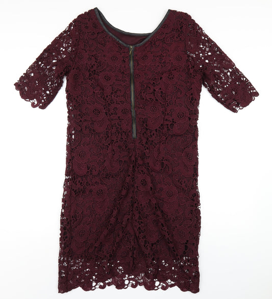 La Redoute Womens Purple Polyester A-Line Size 14 Scoop Neck Zip