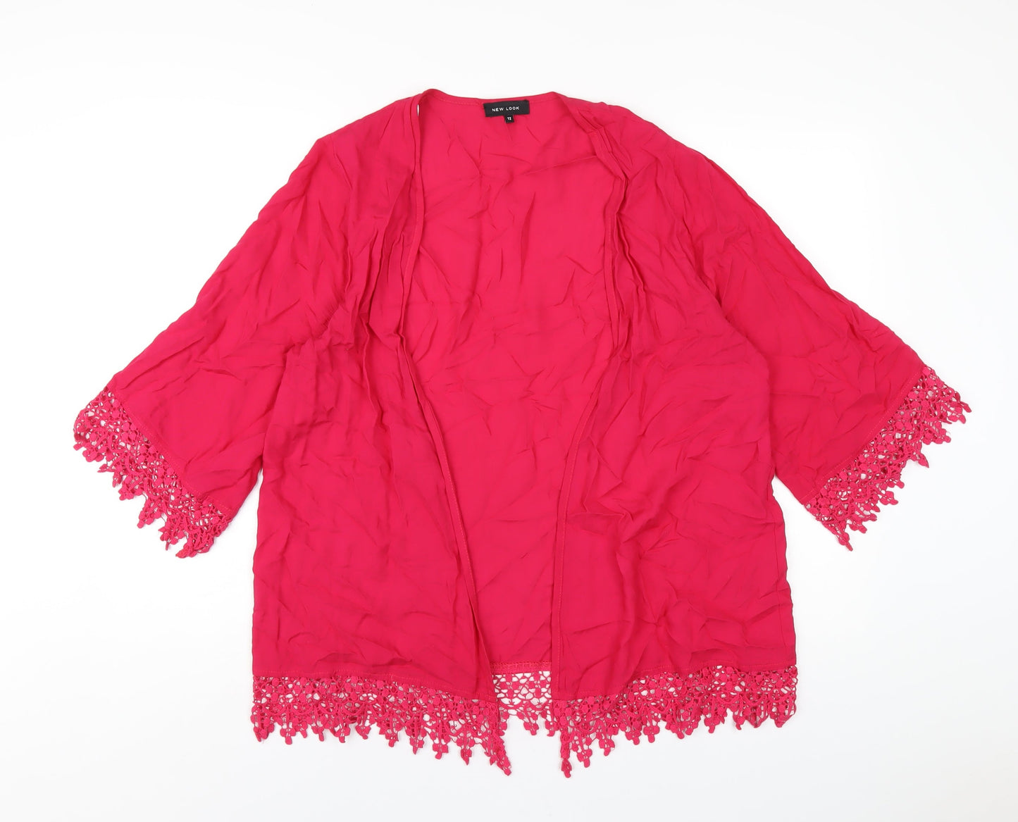 New Look Womens Pink Viscose Kimono T-Shirt Size 12 V-Neck
