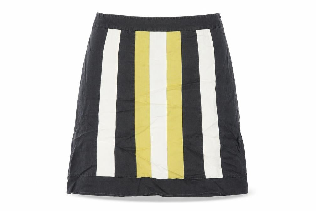 Principles Womens Multicoloured Striped Ramie A-Line Skirt Size 16 Zip