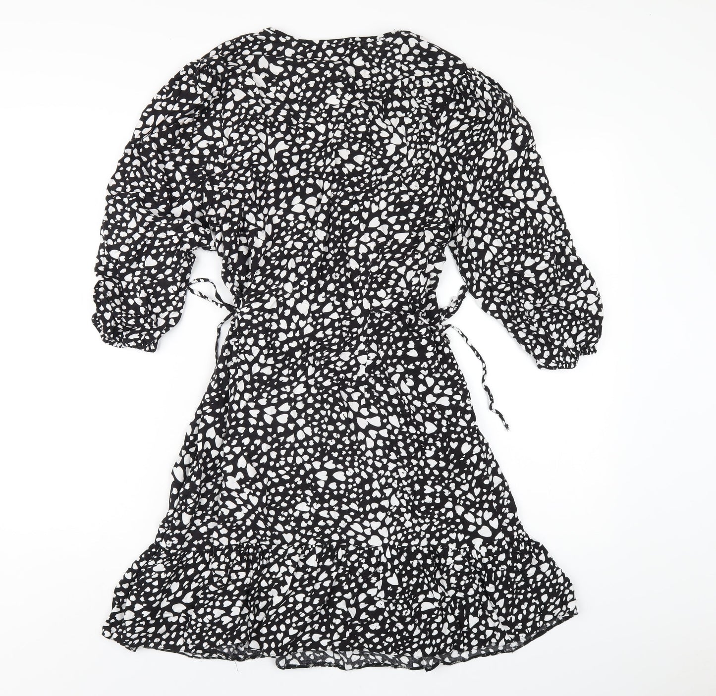 Very Womens Black Geometric Viscose A-Line Size 10 V-Neck Pullover