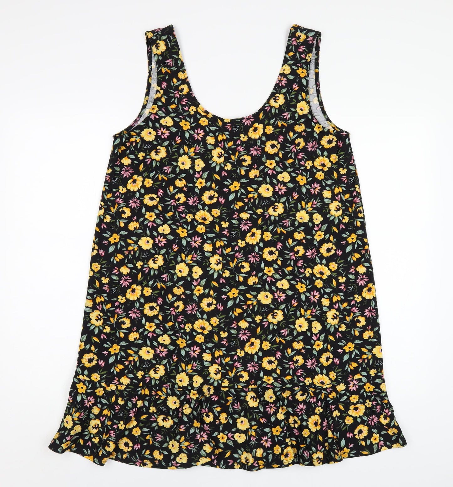 Mango Womens Multicoloured Floral Polyester Tank Dress Size M Scoop Neck Pullover