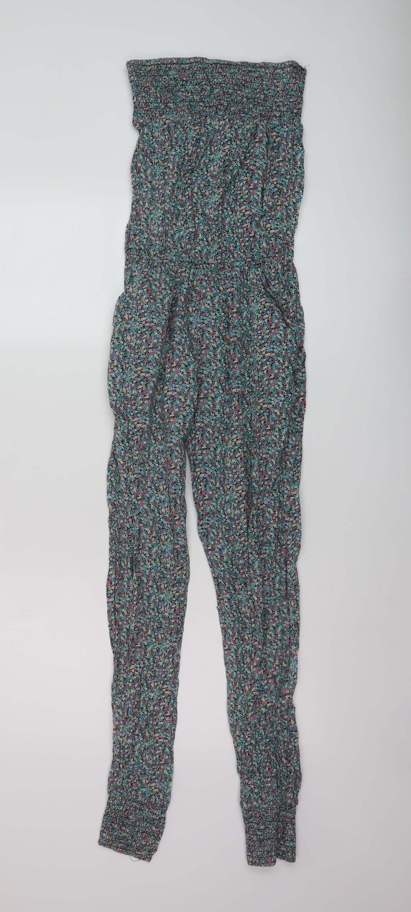 New Look Girls Multicoloured Floral Cotton Jumpsuit One-Piece Size 10 Years Pullover