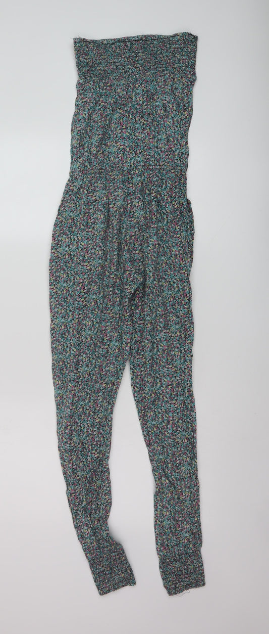 New Look Girls Multicoloured Floral Cotton Jumpsuit One-Piece Size 10 Years Pullover