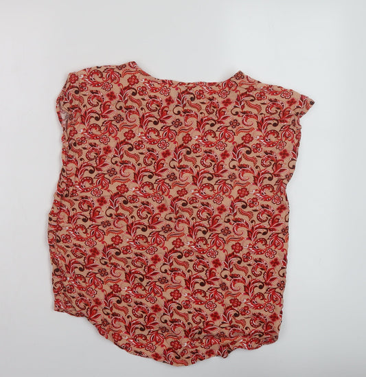 L'ocean Sud Womens Multicoloured Geometric Viscose Basic Blouse Size M Round Neck