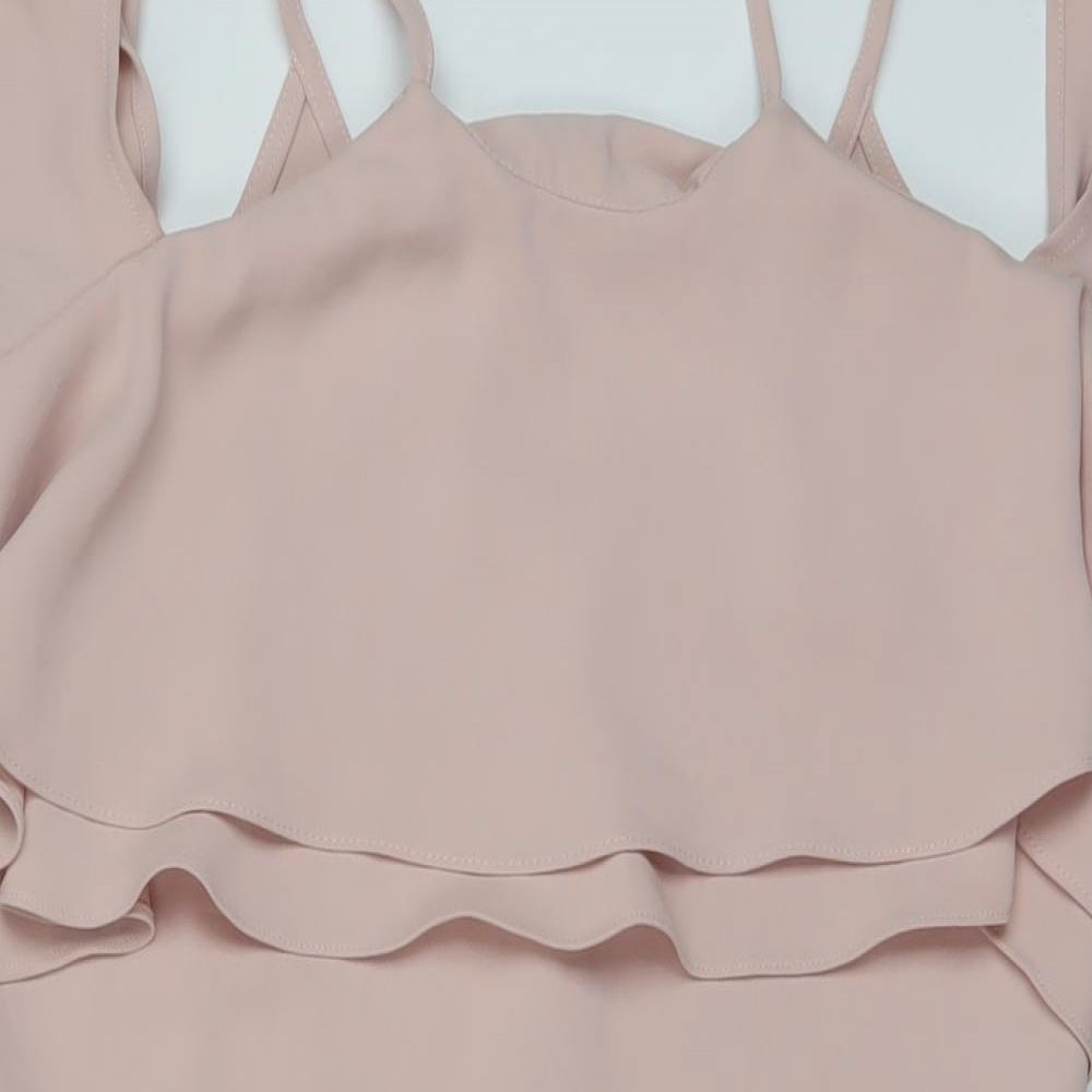 Very Womens Pink Polyester Sheath Size 12 Square Neck Zip