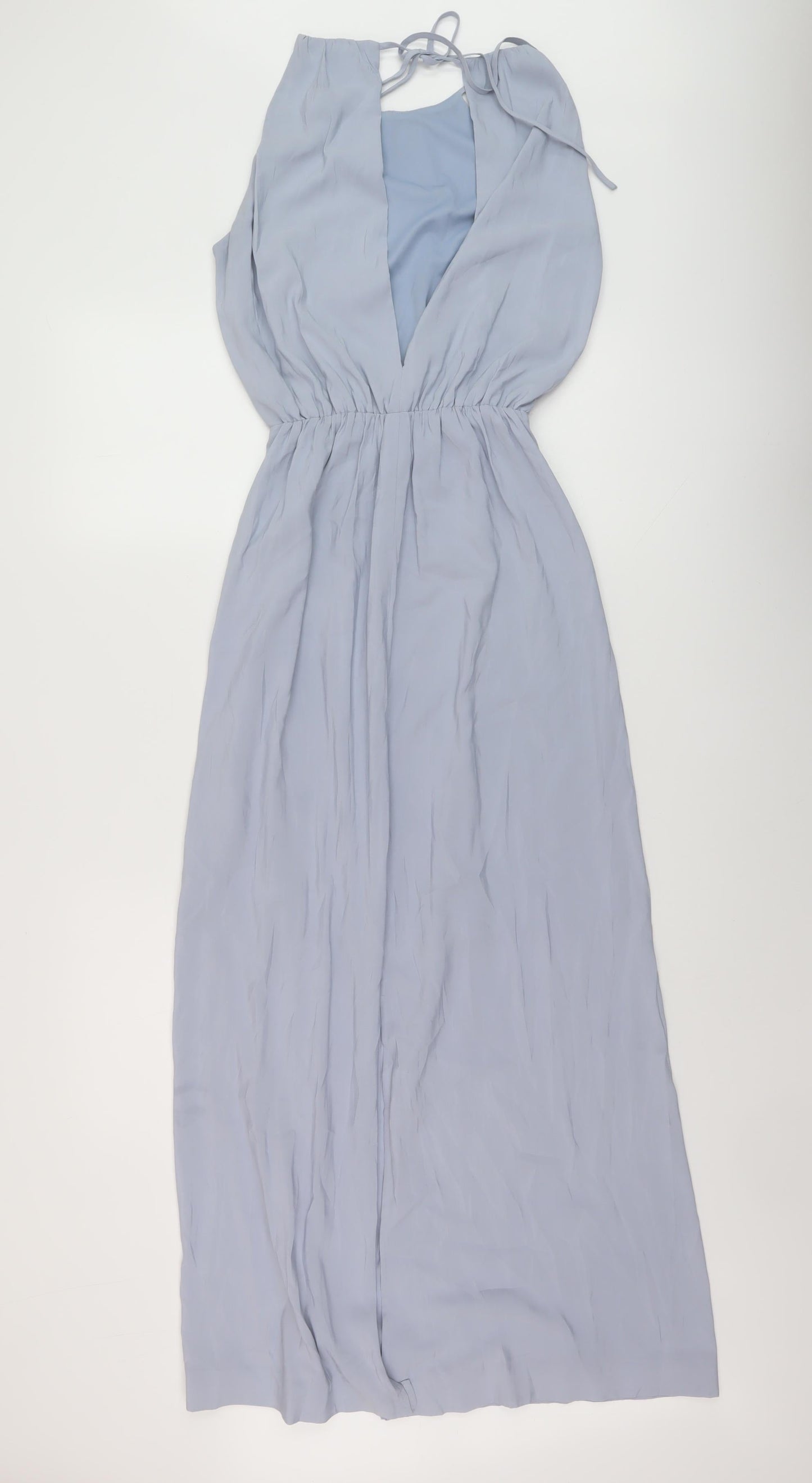 H&M Womens Blue Polyester A-Line Size 6 Round Neck Tie