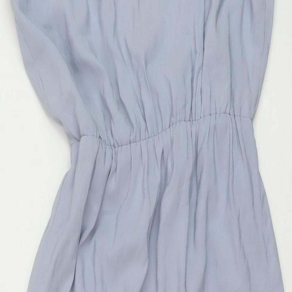 H&M Womens Blue Polyester A-Line Size 6 Round Neck Tie