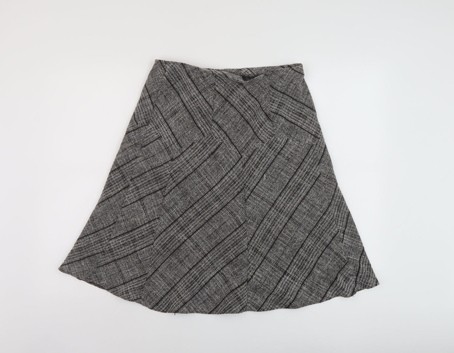 Marks and Spencer Womens Grey Plaid Polyester A-Line Skirt Size 10