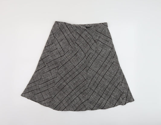 Marks and Spencer Womens Grey Plaid Polyester A-Line Skirt Size 10