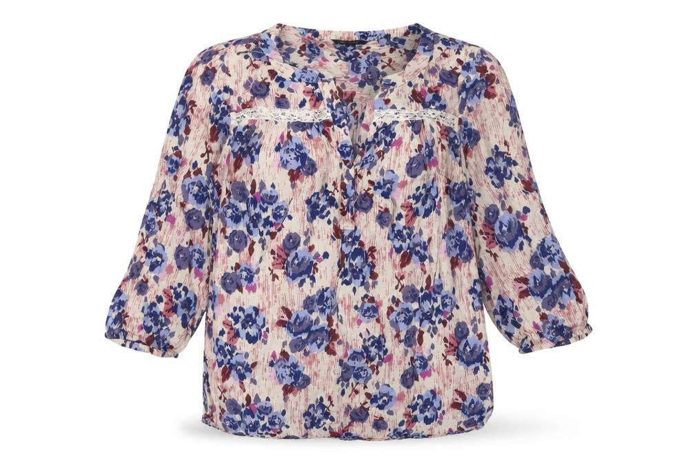 Marks and Spencer Womens Multicoloured Floral Viscose Basic Blouse Size 12 V-Neck