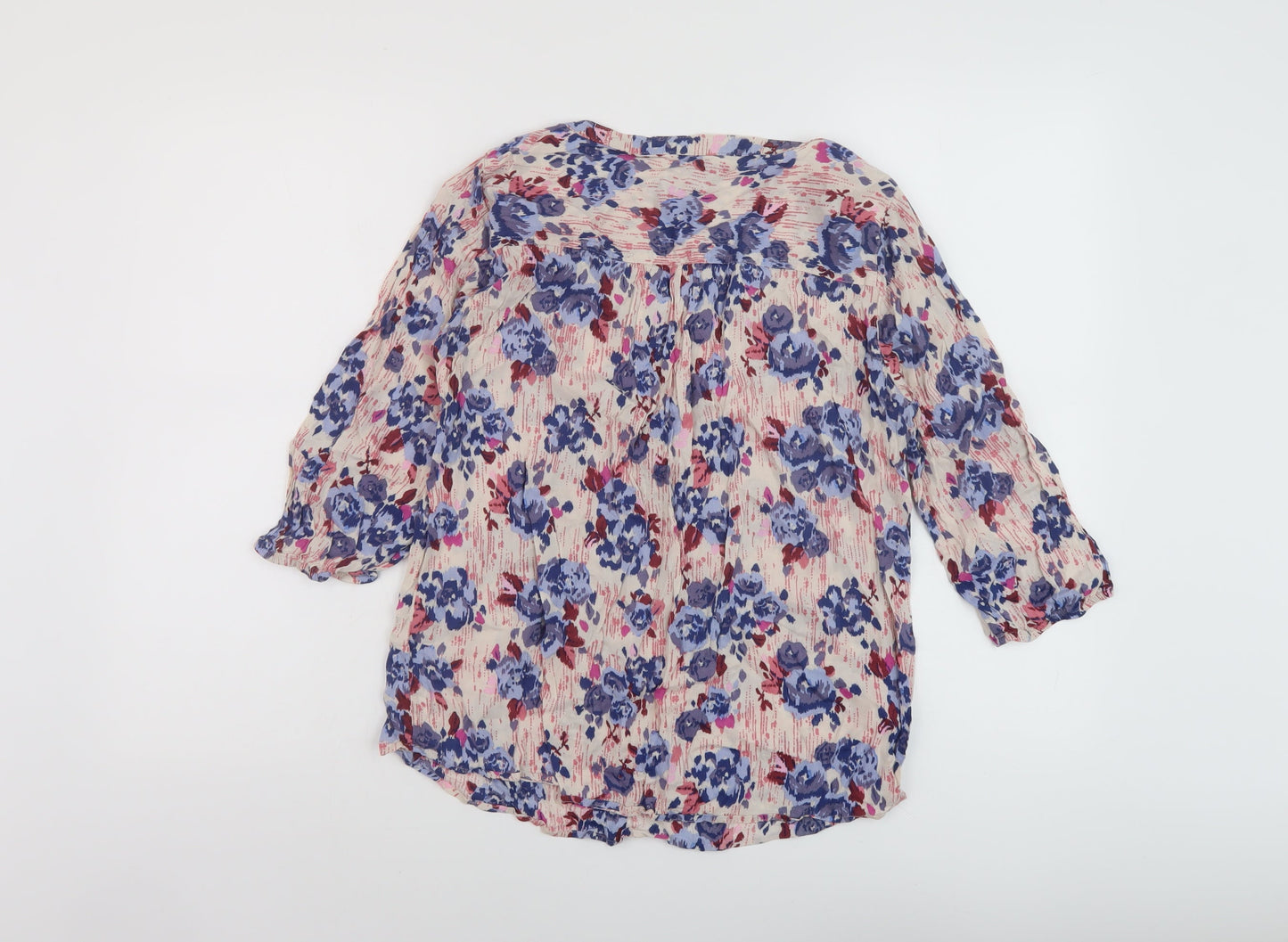 Marks and Spencer Womens Multicoloured Floral Viscose Basic Blouse Size 12 V-Neck