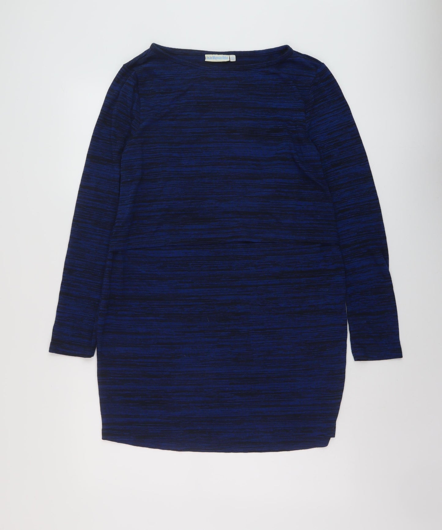 JoJo Maman Bébé Womens Blue Geometric Polyester Tunic Blouse Size L Round Neck
