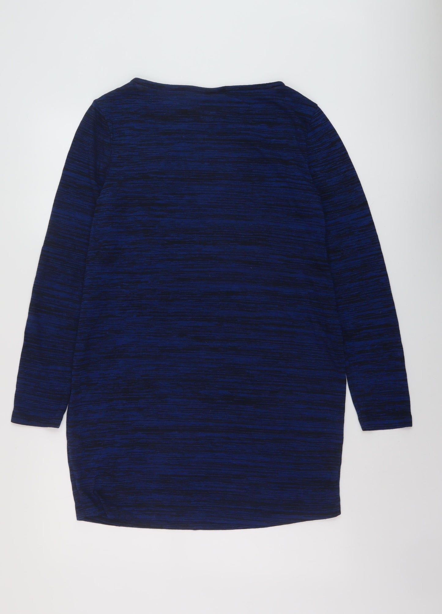 JoJo Maman Bébé Womens Blue Geometric Polyester Tunic Blouse Size L Round Neck