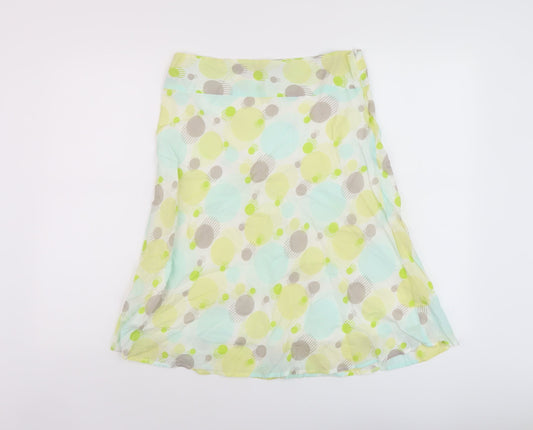 Great Plains Womens Yellow Geometric Cotton A-Line Skirt Size 10 Zip