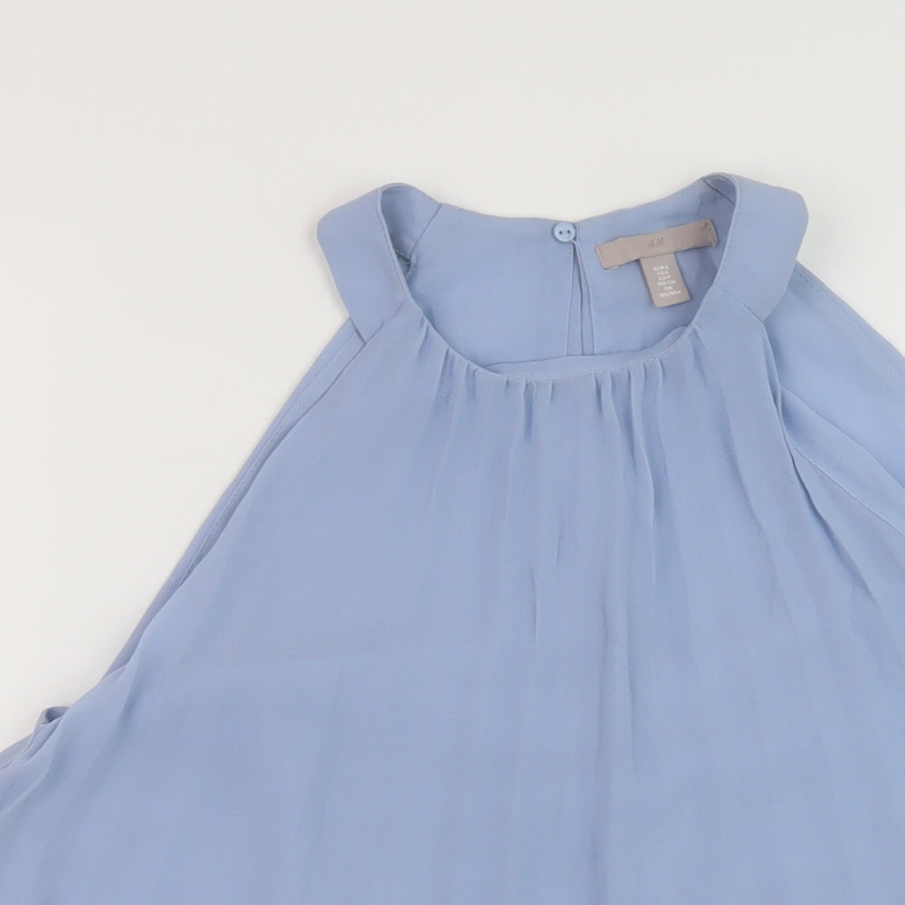 H&M Womens Blue Polyester Basic Tank Size S Round Neck