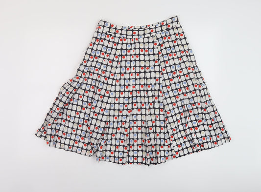 Hpobbs Womens Multicoloured Geometric Cotton A-Line Skirt Size 8 Zip