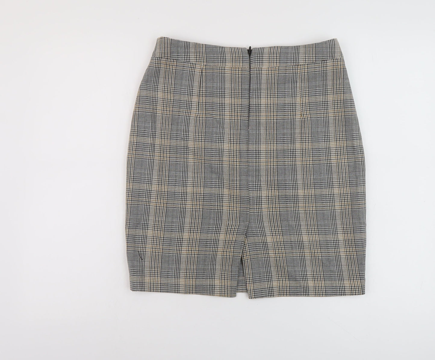 h7M Womens Grey Plaid Polyester Mini Skirt Size 10 Zip