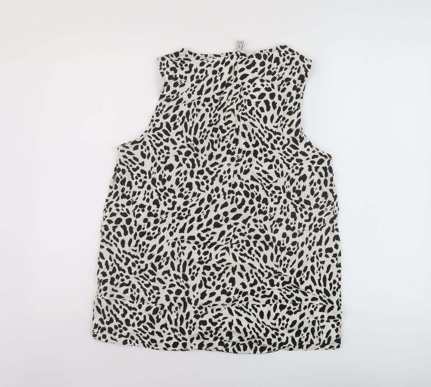 M&Co Womens Ivory Animal Print Viscose Basic Tank Size 12 Round Neck