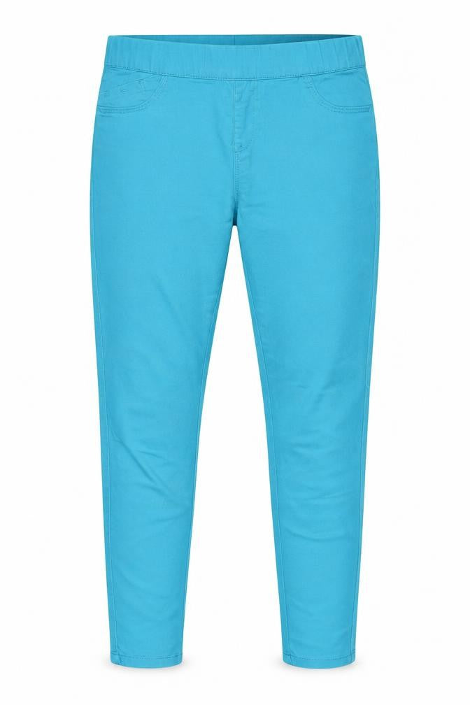 Front view of Denim & Co. women’s blue cotton jegging jeans, size UK 12, 30-inch leg regular