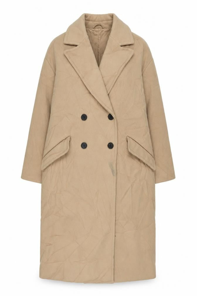 Zara Womens Beige Overcoat Coat Size S Button