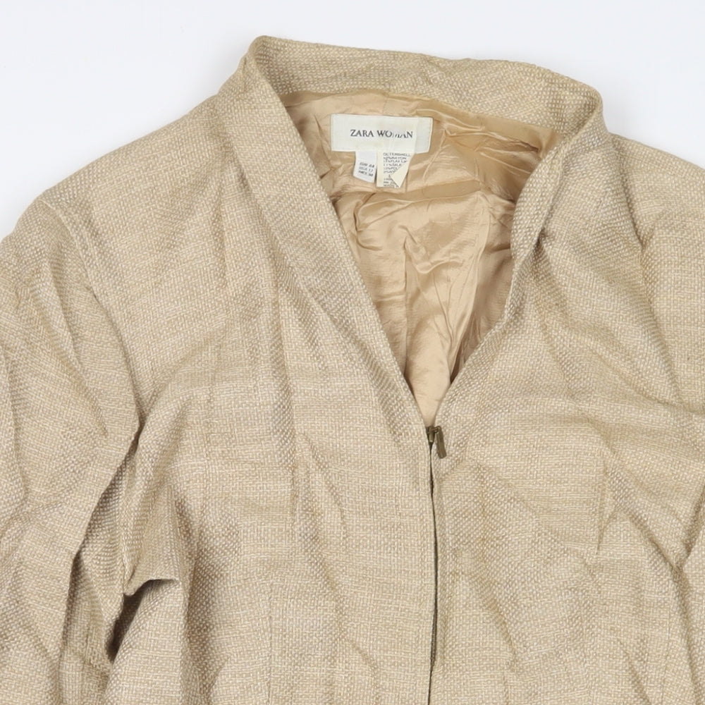 Zara Womens Beige Jacket Size 16 Zip
