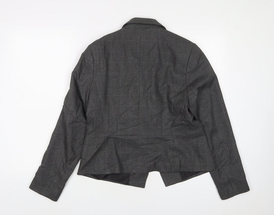 Marks and Spencer Womens Grey Plaid Jacket Blazer Size 14 Button