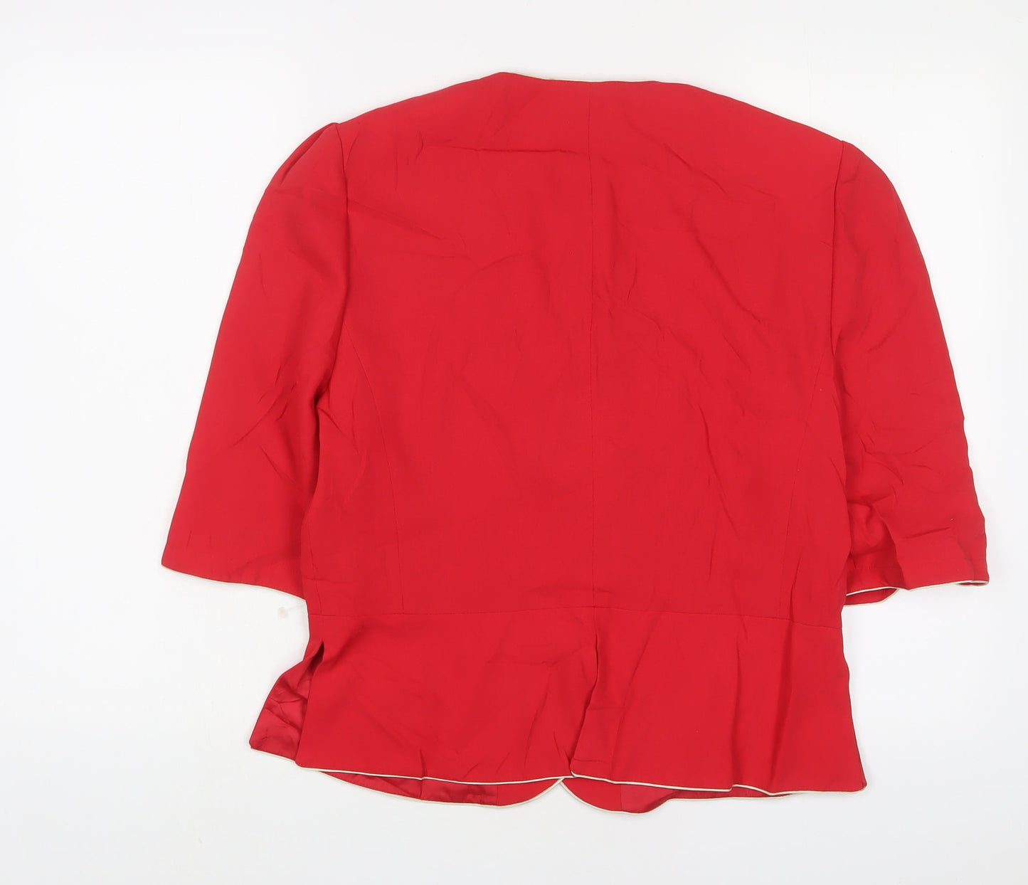 Hardob Womens Red Jacket Blazer Size 14 Button - Embroidered