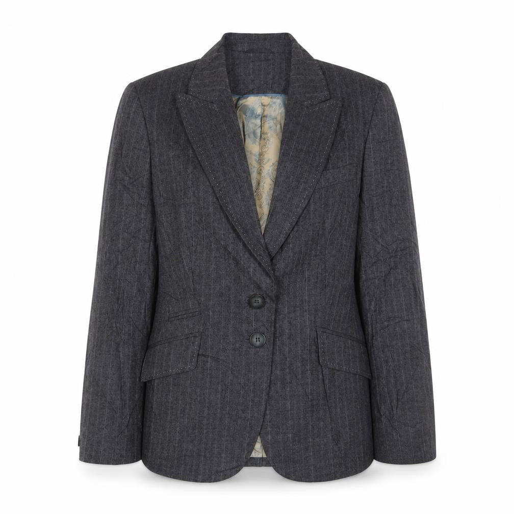 Next Womens Grey Striped Jacket Blazer Size 16 Button