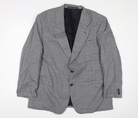 Marks and Spencer Mens Grey Plaid Wool Jacket Suit Jacket Size 46 Regular