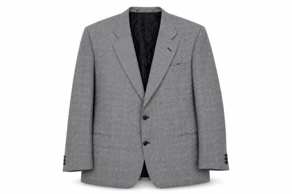 Marks and Spencer Mens Grey Plaid Wool Jacket Suit Jacket Size 46 Regular