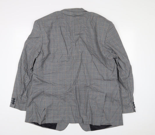 Marks and Spencer Mens Grey Plaid Wool Jacket Suit Jacket Size 46 Regular