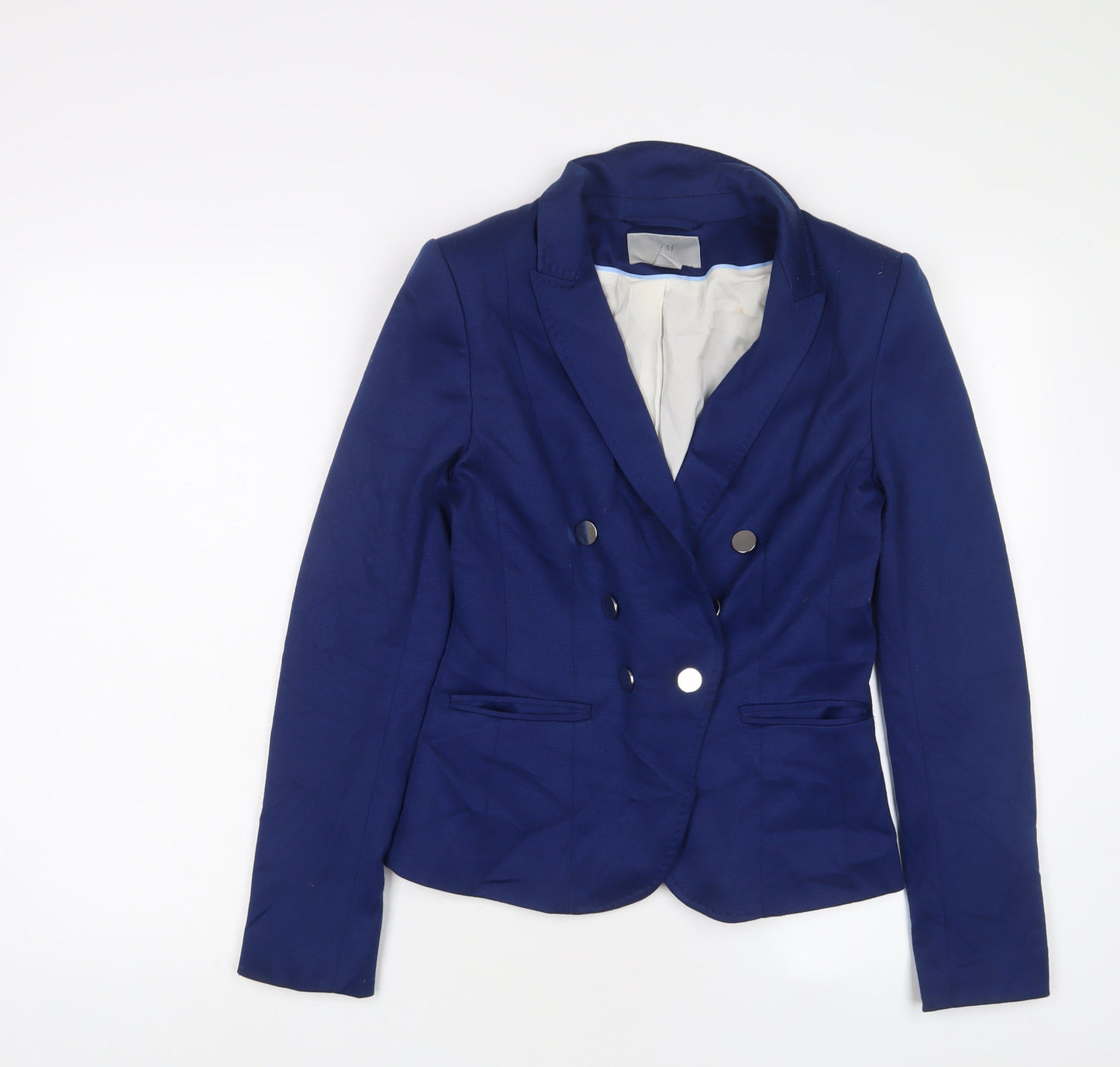 H&M Womens Blue Jacket Blazer Size 10 Button