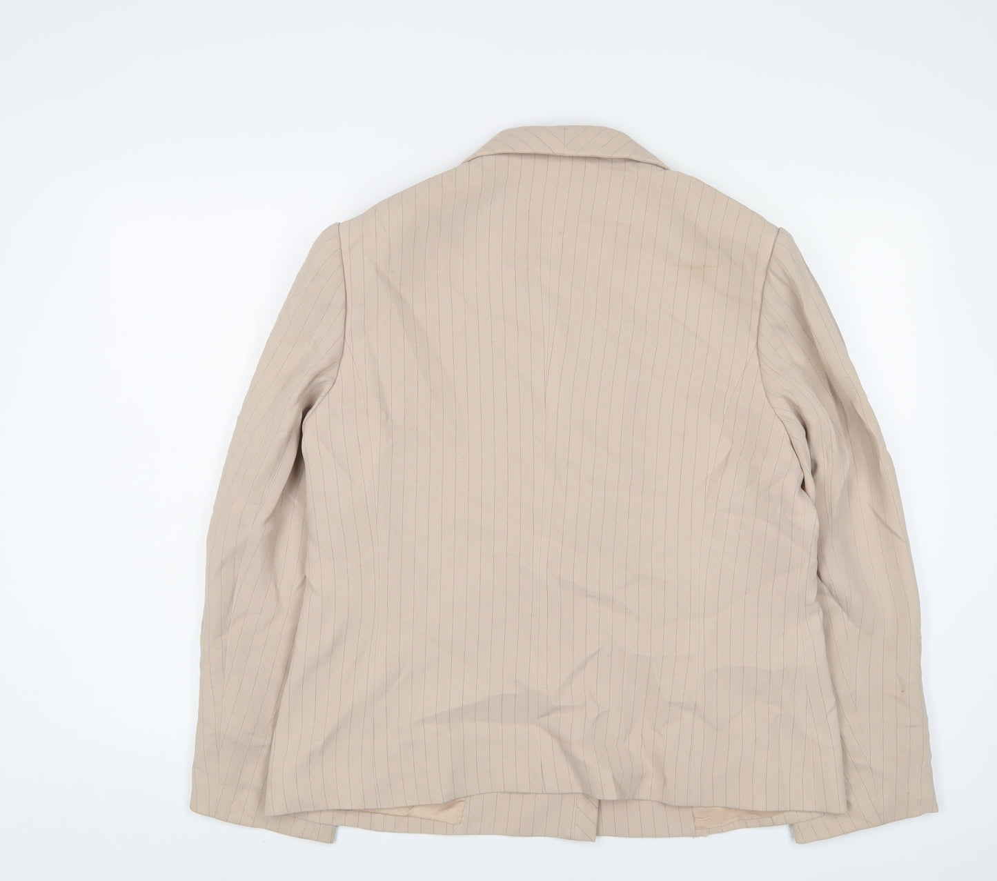 Frank Usher Womens Beige Striped Jacket Blazer Size 18 Button