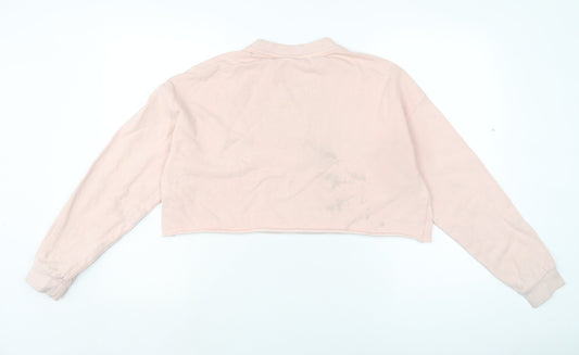 Topshop Womens Pink Cotton Pullover Sweatshirt Size 10