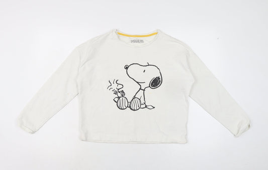Marks and Spencer Girls Ivory Cotton Pullover Sweatshirt Size 12-13 Years