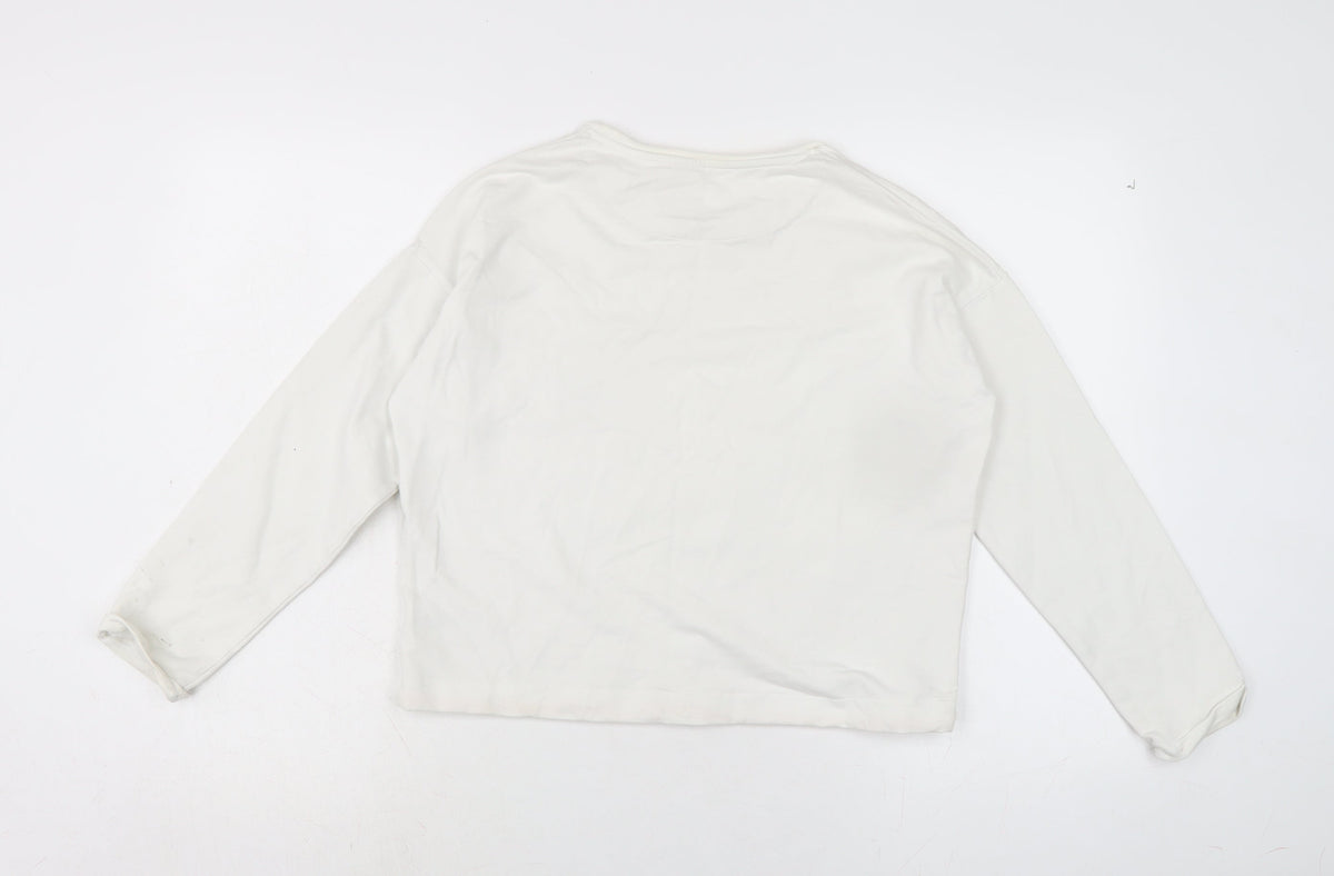 Marks and Spencer Girls Ivory Cotton Pullover Sweatshirt Size 12-13 Years