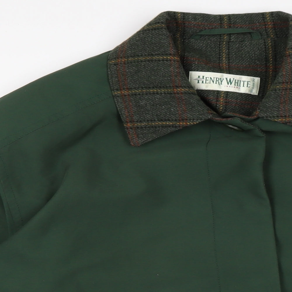 Henry white Mens Green Overcoat Coat Size L Button