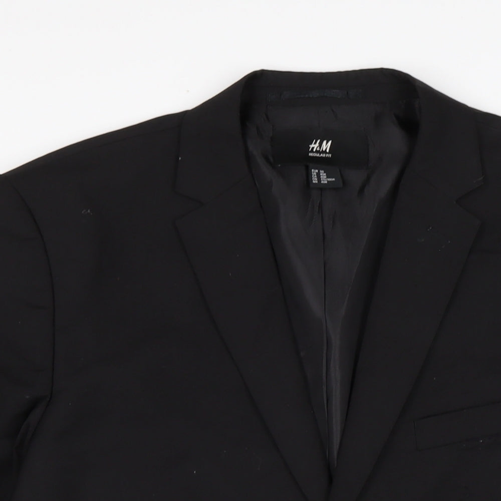 H&M Mens Black Jacket Size 40 Button