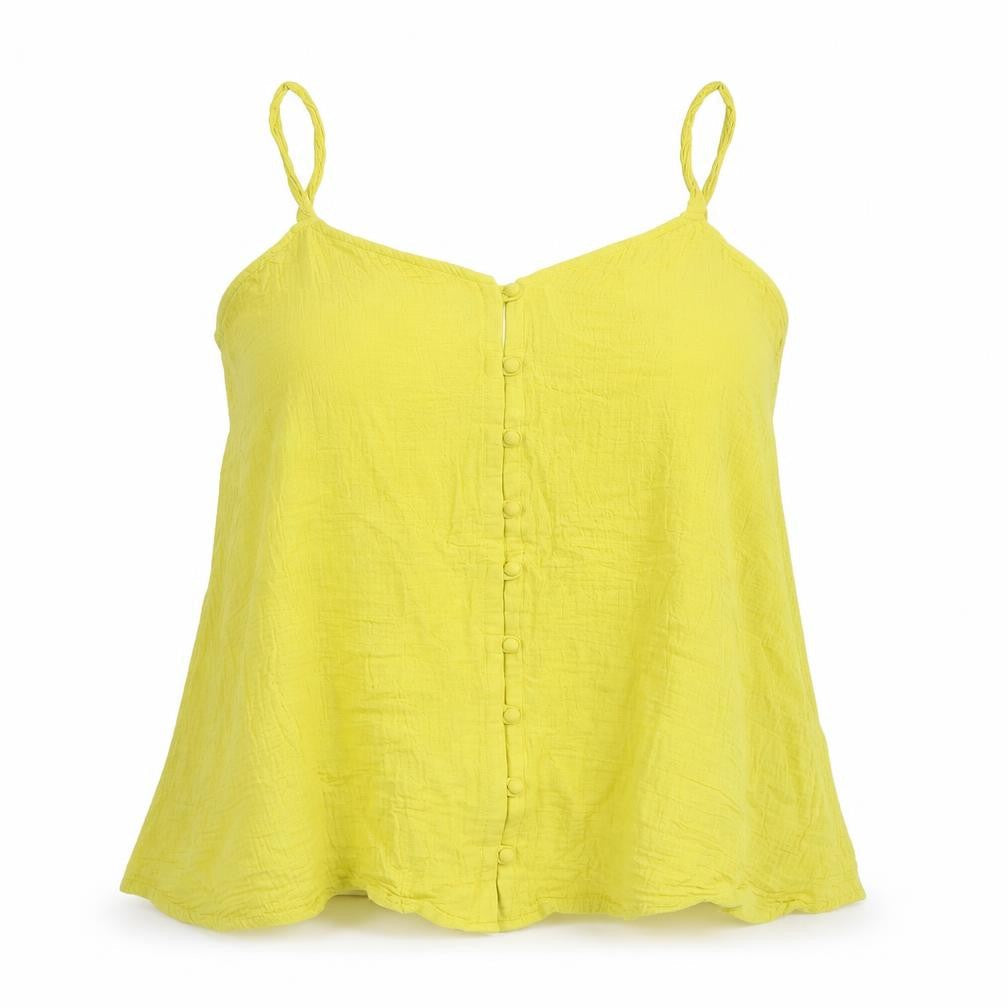 Yours Womens Yellow Cotton Camisole T-Shirt Size 20 Square Neck